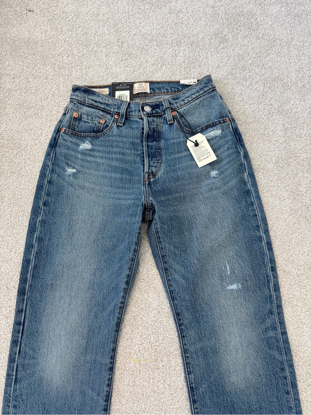 Levi's 501 Curve Light Blue Straight Leg High-Rise Jeans NWT Size 27 - Picture 4 of 9